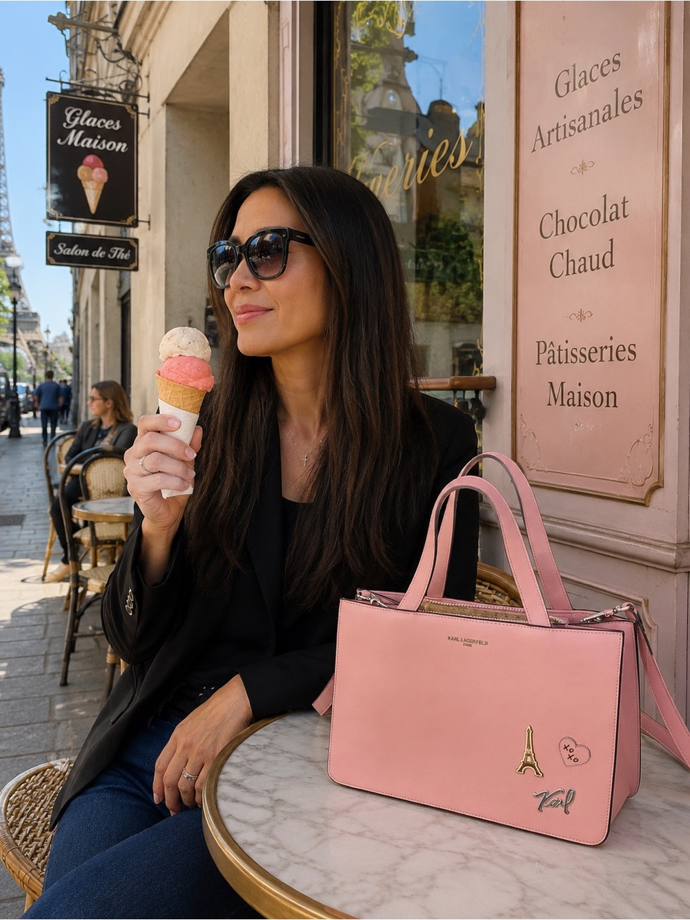 Karl Lagerfeld Paris Margot Blush Pink Tote Crossbody - Picture 3 of 14